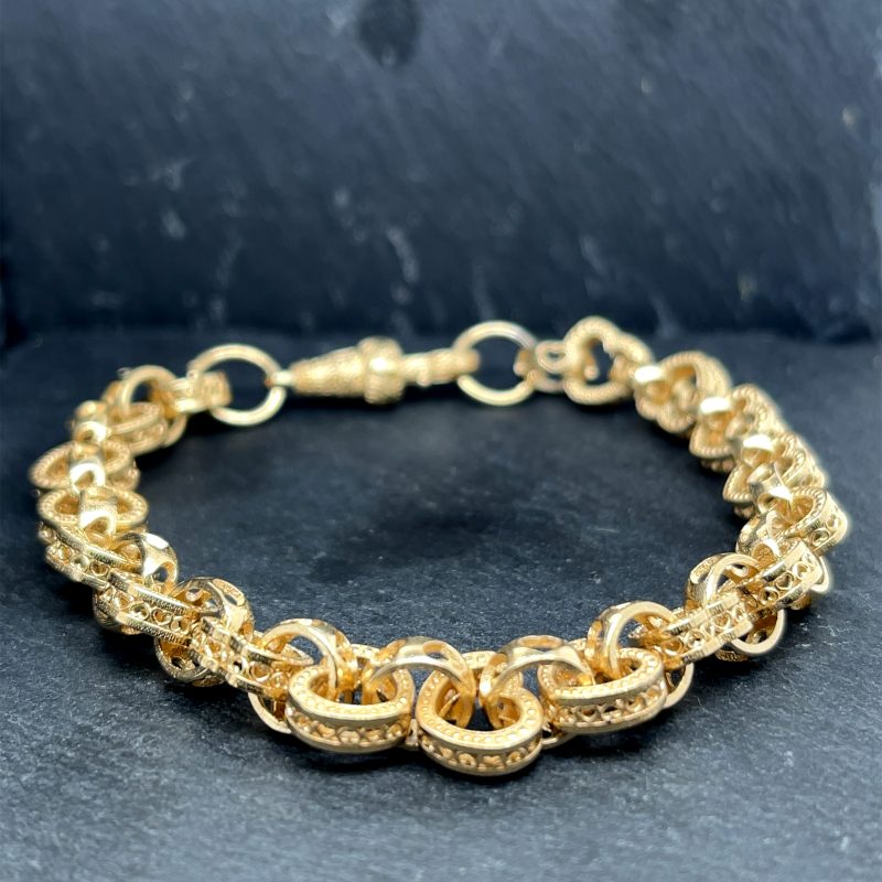 secondhand 9ct yellow gold belcher heart bracelet